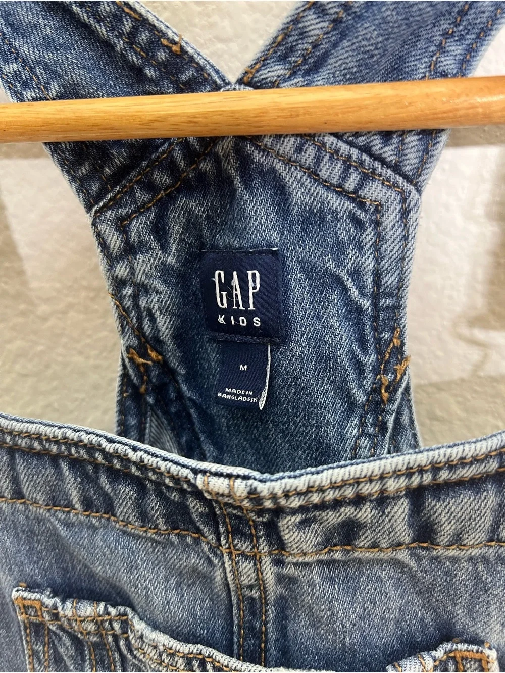 GAP • kids denim distressed overalls size medium